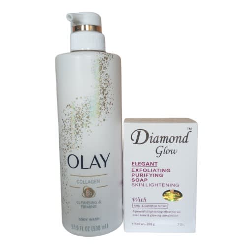 Diamond Glow Elegant Exfoliating Soap 200g + Olay Body Wash 530ml