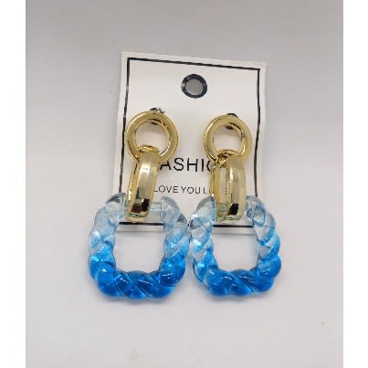 Acrylic Resin Geometric Earrings -  Blue