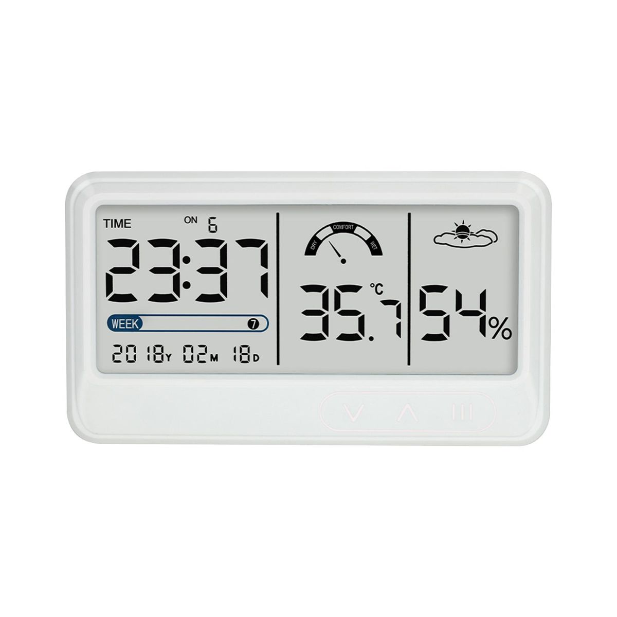 Digital Hygrometer Electronic Temperature Humidity Meters Gauge with Time Date LCD Display Clock Indoor Thermometer Hygrometer with Bracket for Greenhouse Garden Cellar