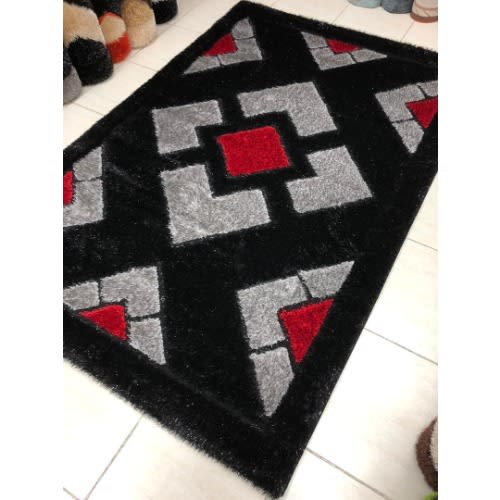 Pattern Center Shaggy Rug -Multicolor-4ft By 6ft