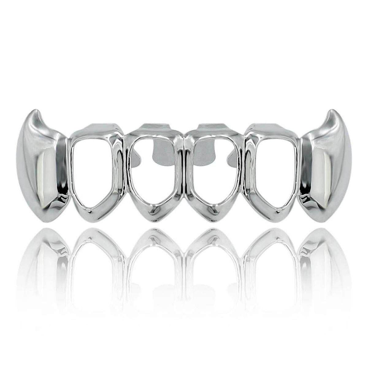 Rose Gold Sliver Plated Hip Hop Teeth Grillz Mouth Caps Top Bottom Tooth Grill Silver {lower Teeth}