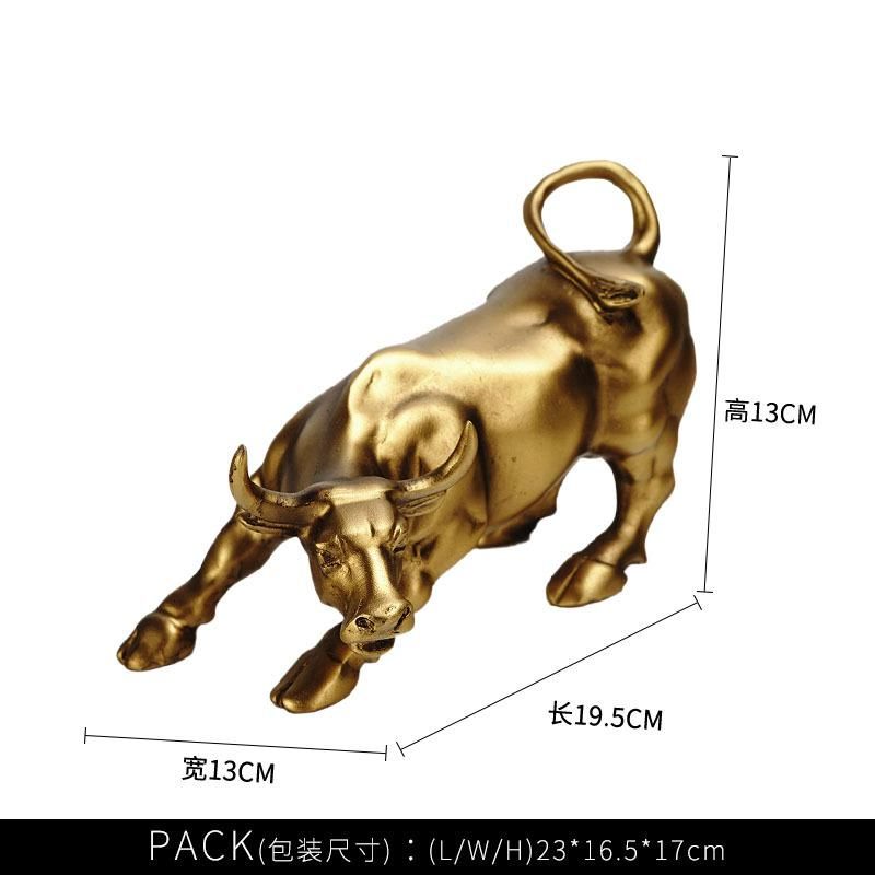 Creative Wall Street Cow Resin Ornament Desk Entrance Wine Cabinet TV Cabinet Soft Pack Bullish Crafts Copper gold