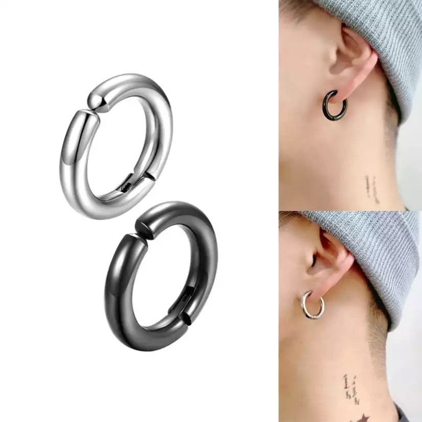 2 PAIRS EARRINGS WITHOUT HOLES UNISEX PUNK HOOP CLIP ON