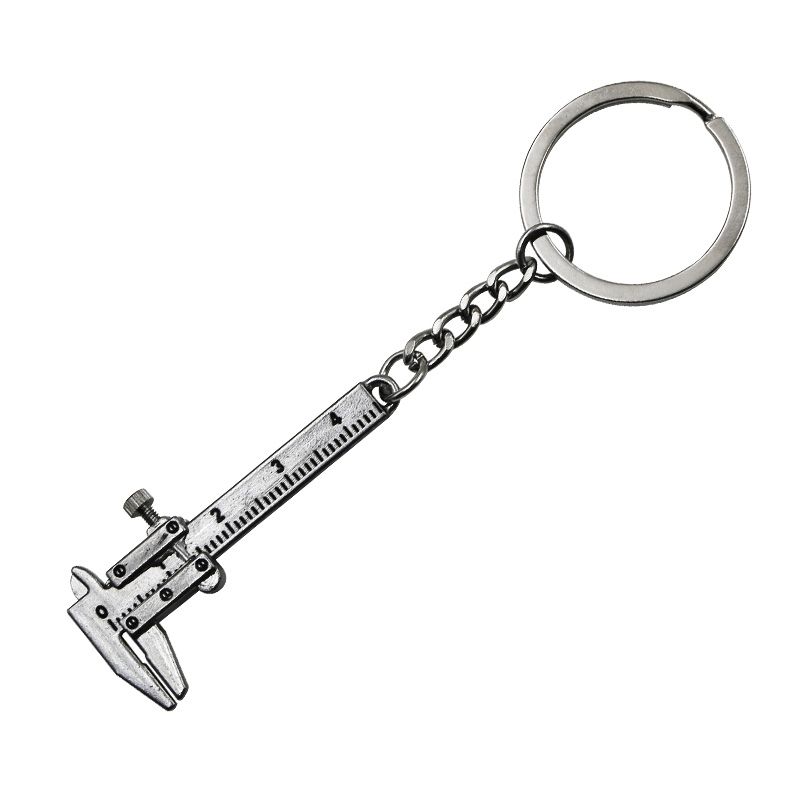 5 PCS Mini Vernier Caliper Keychain Key Rings(Silver)