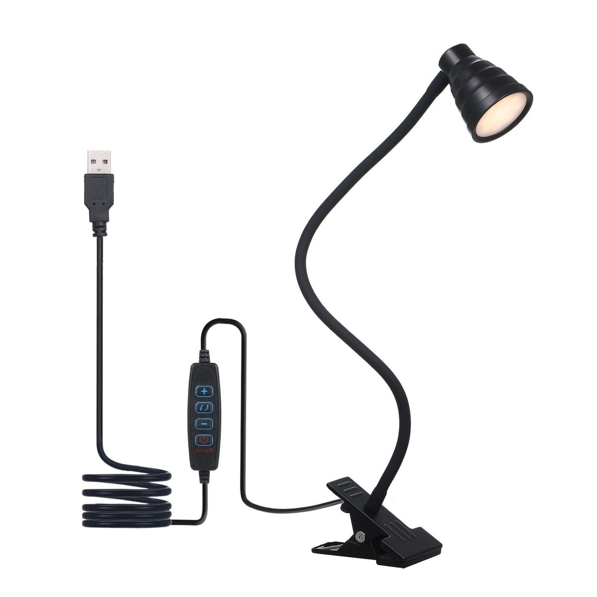Tomshine 5W 24LEDs Table Desk Lamp Reading Beside Light Clamp CLip Lighting Fixture USB Powered Operated 3 Colors Mode Temperature Changing/ 10 Levels Dimmer Dimmable Adjustable Brightness Adjustment/ Memory Function/ 1 Min Auto Off Timer/ Flexible Bendab