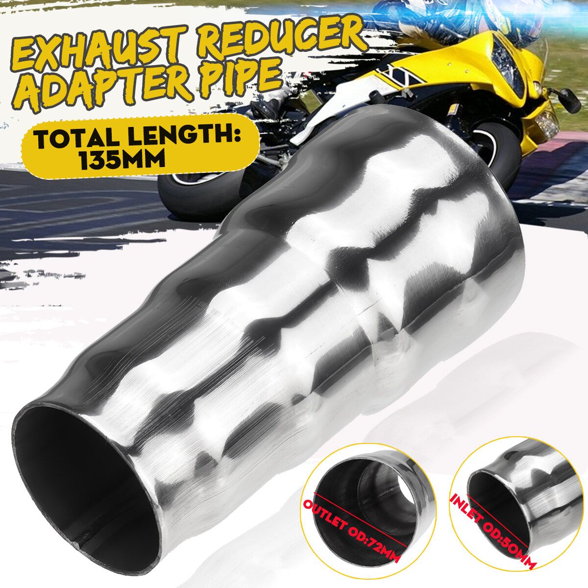 Stainless Steel Exhaust 5 Step Reducer Adapter Connector Pipe Cone Universal