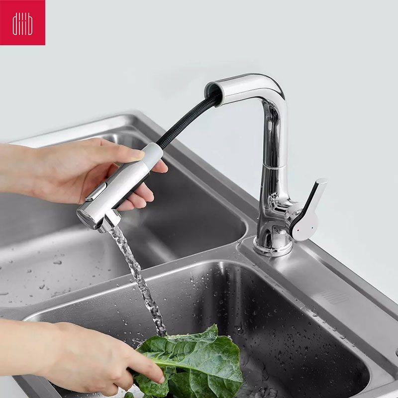 Zinc Alloy Kitchen Faucet Single Hole Pull Out Spout Kitchen Sink Faucet Mixer  And Cold Water Tool-