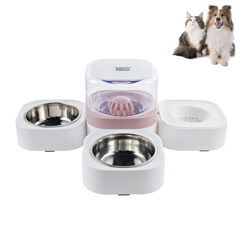 Pet Drinking Fountain Pet Drinking Fountain, Specification: Double Bowls (Pink)