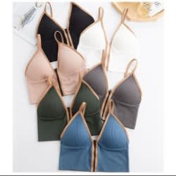 Front Zipper Bra Top- Brown