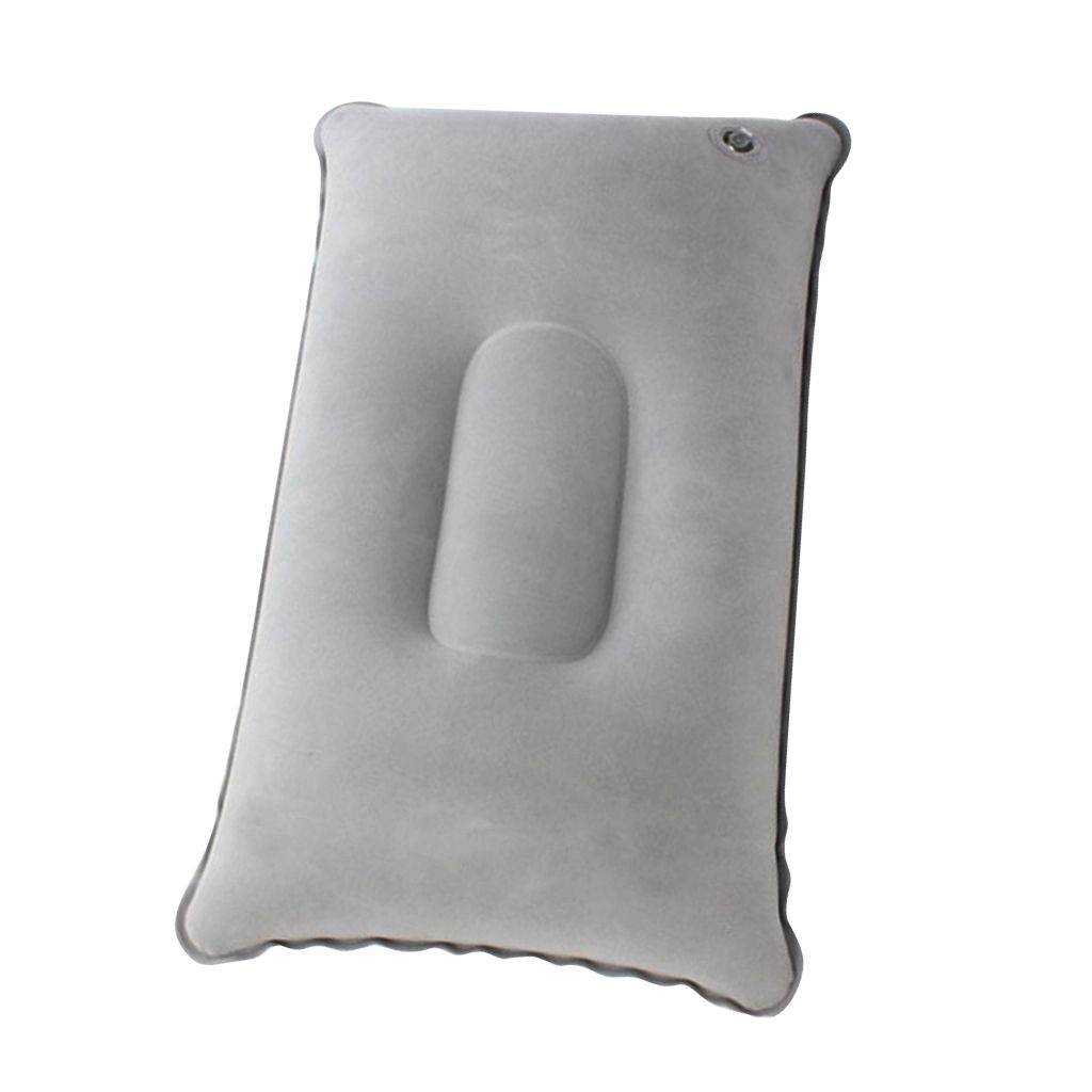Inflatable Pillow Travel Air Cushion Camping Car 34x22cm Light Gray