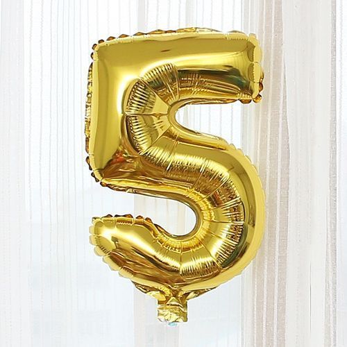 Birthday Number Balloon - Gold - 5