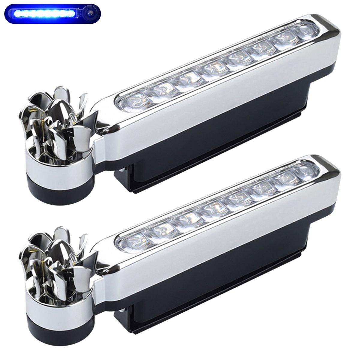 2Pcs Daytime Running Light Wind Powered Super Bright-Blue