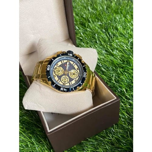 Men's Stainless Steel Chronograph Wrist Watch -Gold