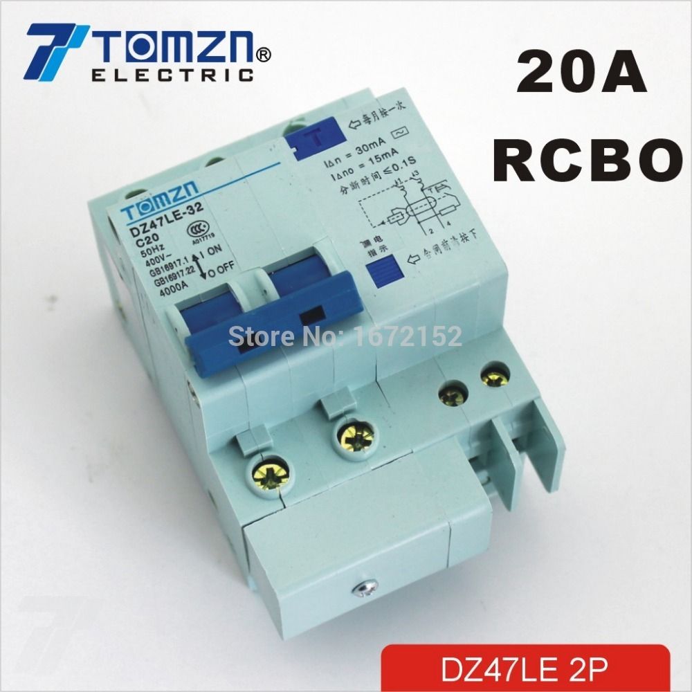 Residual 60HZ 2P 50HZ Current Circuit DZ47LE 20A 230V~