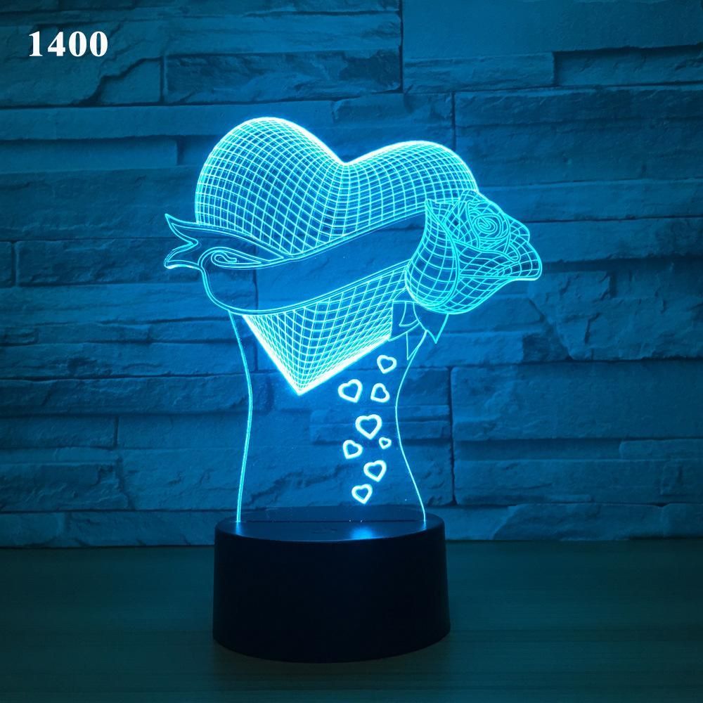 Creative Love 3D Colorful Night Light Touch LED Table Lamp Bedside Lamp USB Valentine's Day Gift