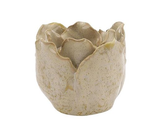 Earthenware Candle Stick, Beige- A Simple Mess