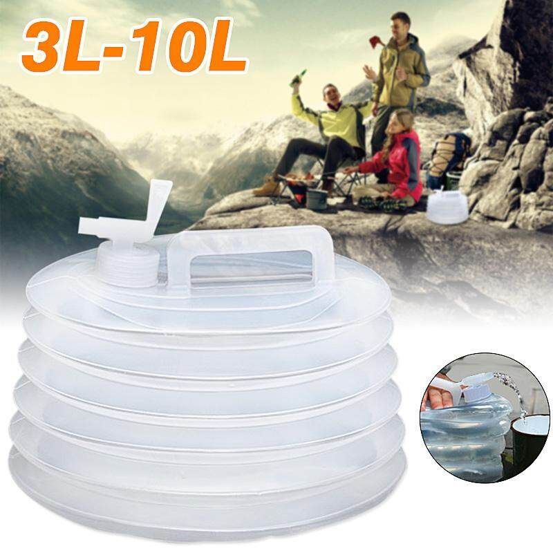 3/5/10L Collapsible Folding Water Container Bucket Carrier Tap Storage Camping 3L