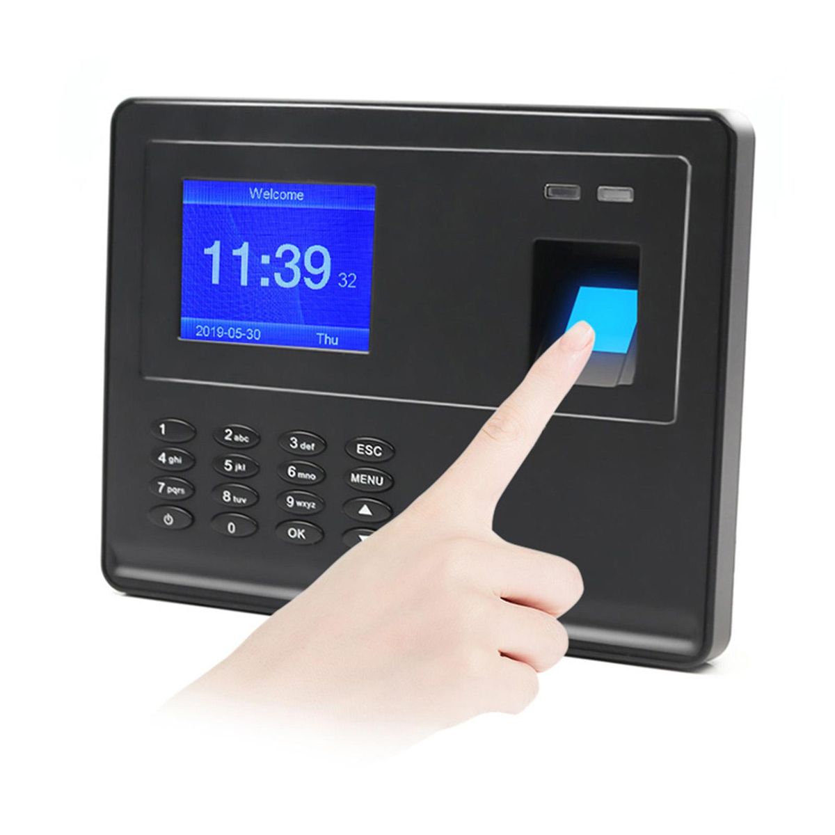 Biometric Fingerprint Password Time Attendace Machine Employee Checking-in Time Clock Recorder Reader with 2.8 Inch TFT Screen Multi-language Support USB Disk Data Download