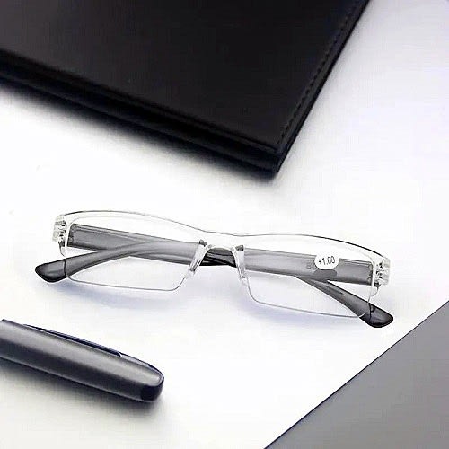 Unisex Anti-blue Lightweight Rimless Reading Glasses  +2.0 Black