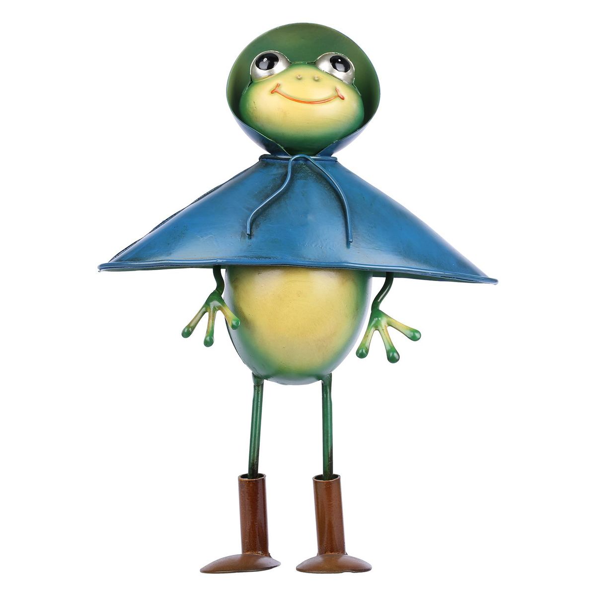 Tomfeel Cartoon Frog Sculpture Frog with Umbrellas Frog in Raincoat Metal Sculpture Iron Animal Sculpture Garden Furnishing Home Desk Ornament