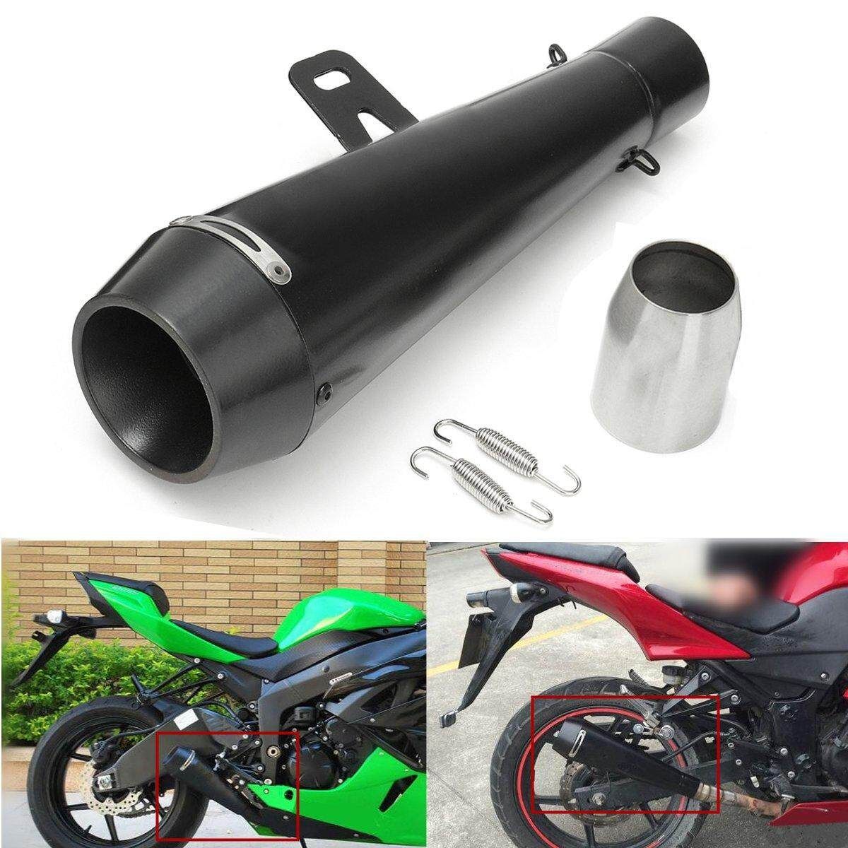 Universal Black Exhaust Muffler Pipe Slip On Motorcycle Street Bike 38-51 Black Black