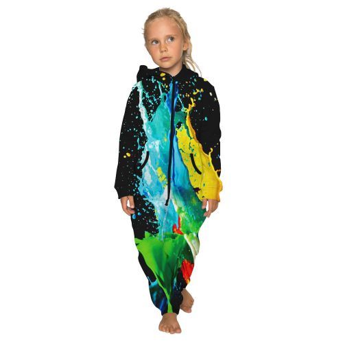 Parent-child Color Ink Hooded Jumpsuit---ChildTKAA001-BES018
