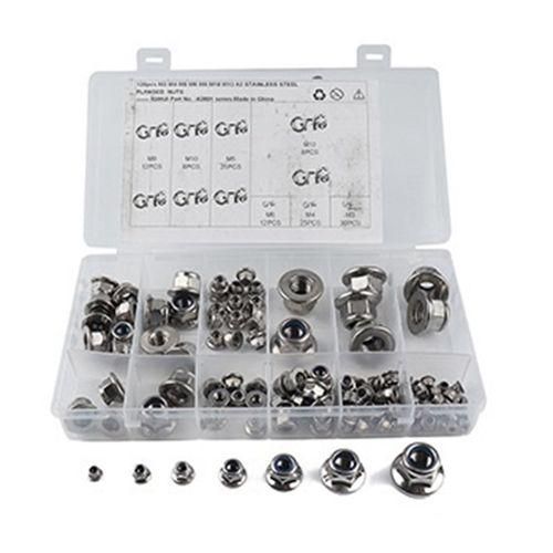 120Pcs Stainless Steel Flange Nylon Lock Nut