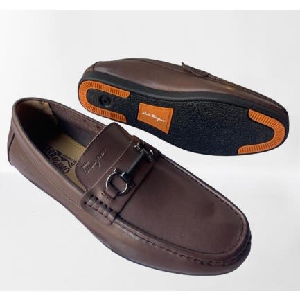 Men's Leather Slip-On Loafers - Brown