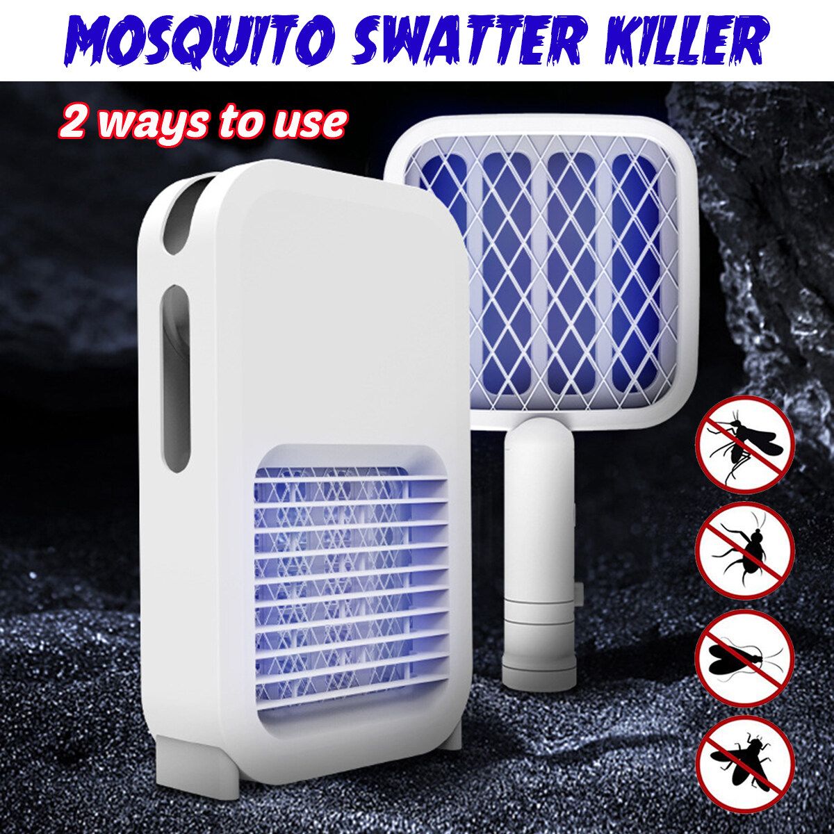Mosquito Swatter Killer Handheld Insect Fly Bug Electric Racket Home