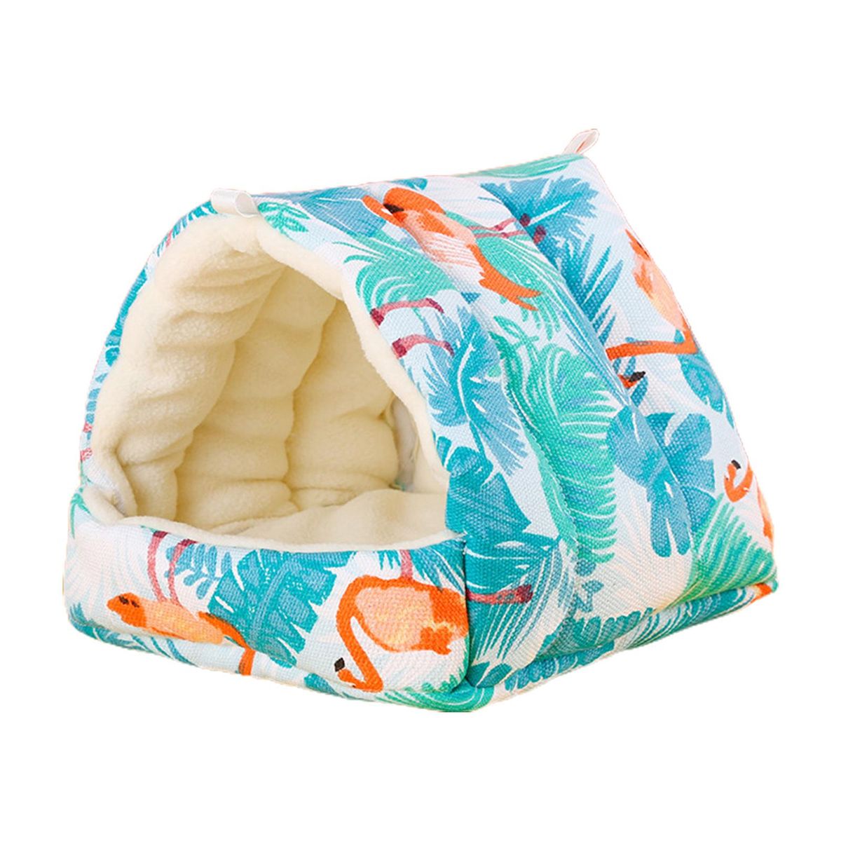 Parrot Cage Cartoon Flamingo Print Hamster Nest Light Blue