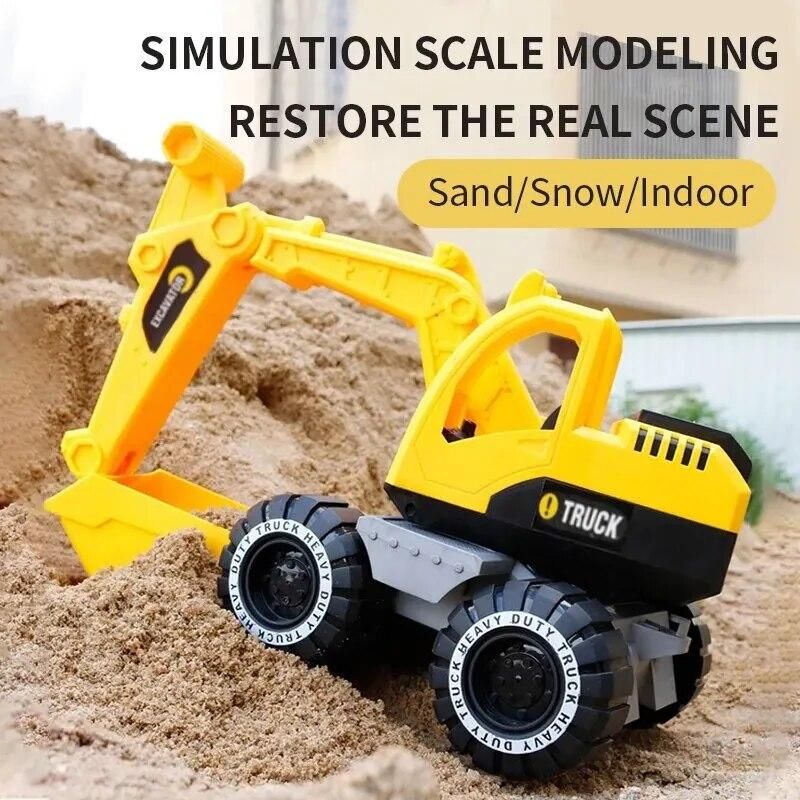 Inertia Excavator Truck Classic Simulation Friction Digging Engineering Car City Work Vehicle Beach Toy Model Kids Birthday Gift