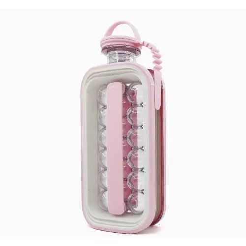 2 In 1 Portable Ice Ball Maker Bottle - 17 Grids - B2b - Pink