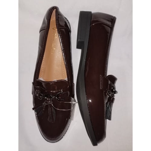 Tassel Patent Leather Female Office Loafer-coffee