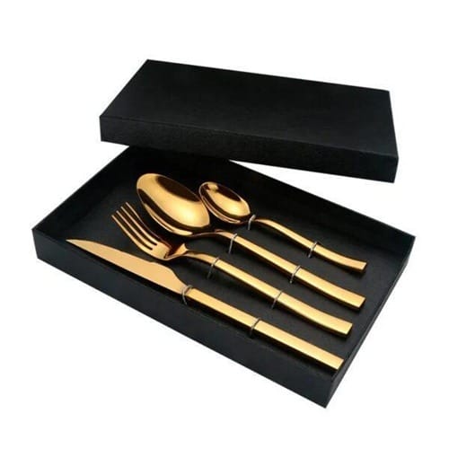 Gold Cutlery Box  Free Gift - 4Pcs