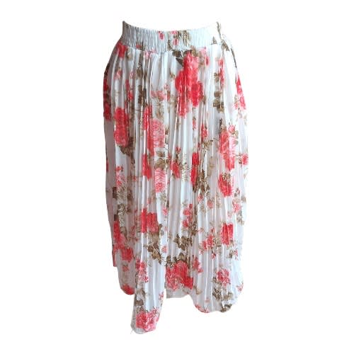 Pleat Floral Maxi Skirt