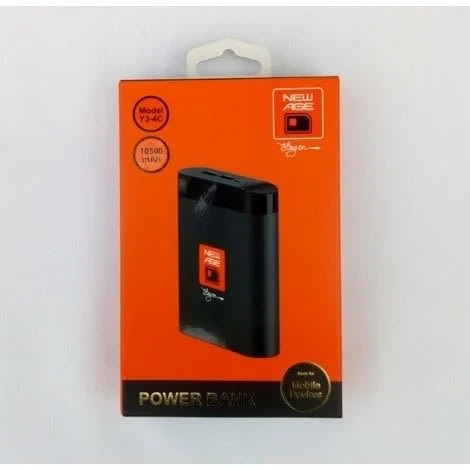 New Age Power Bank With Dual Output - Black -10500mAh