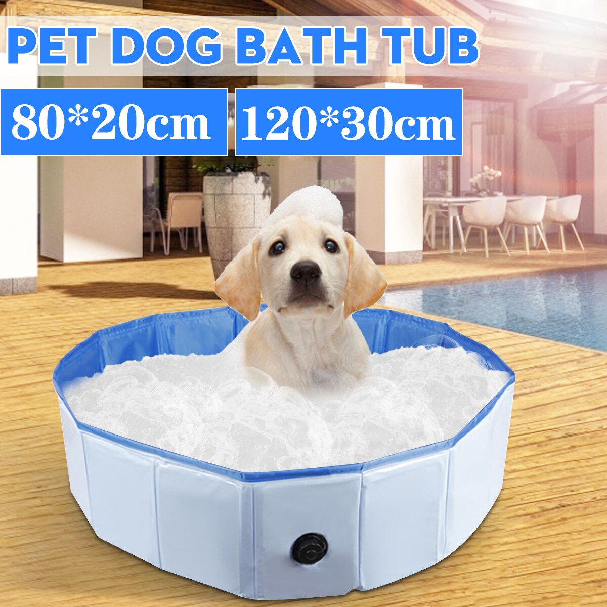 PVC Foldable Dog Swimming Pool Pet Bathtub Outdoor Home Cat Puppy Bathing Pool Blue