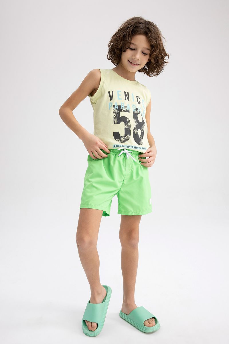 Boy Regular Fit Woven Swimming Short - Green