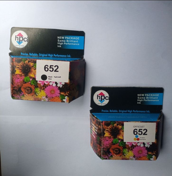 100% Genuine HPCI (High Performance Compartible Ink) 652 Black And Tri-colour
