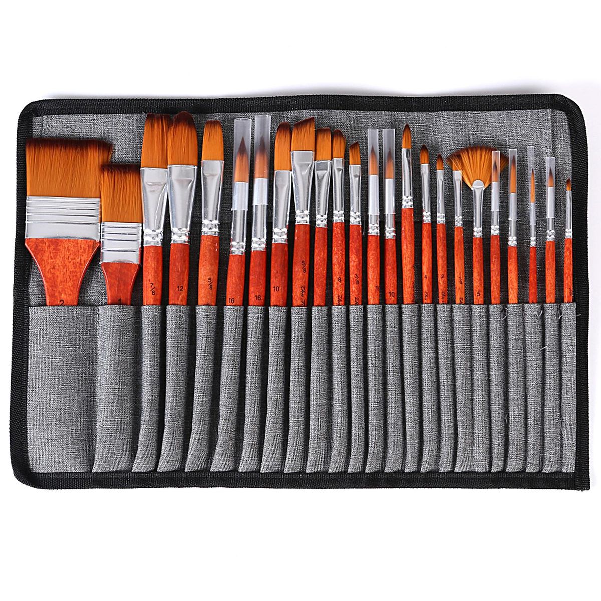 24PCS Paint Brushes Set Kit Artist Professional Paintbrush Round Brushes with Nylon Hair Red Retro Style Paintbrushes for Acrylic Aquarelle Watercolor Gouache Face Painting Great Art Drawing Supplies for Painter Students Beginners