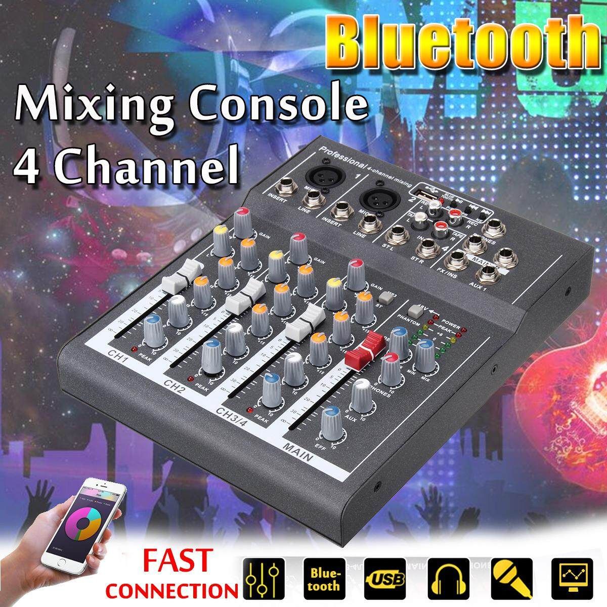 4 Channels Bluetooth USB Audio Studio Mixer Mixing Console Record 48V