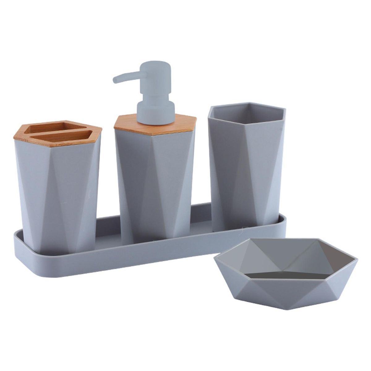 Electroplated Toothbrush Cup Bath Set Holders Grey