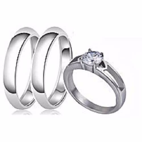 Zircon Steel Platinum Wedding Rings