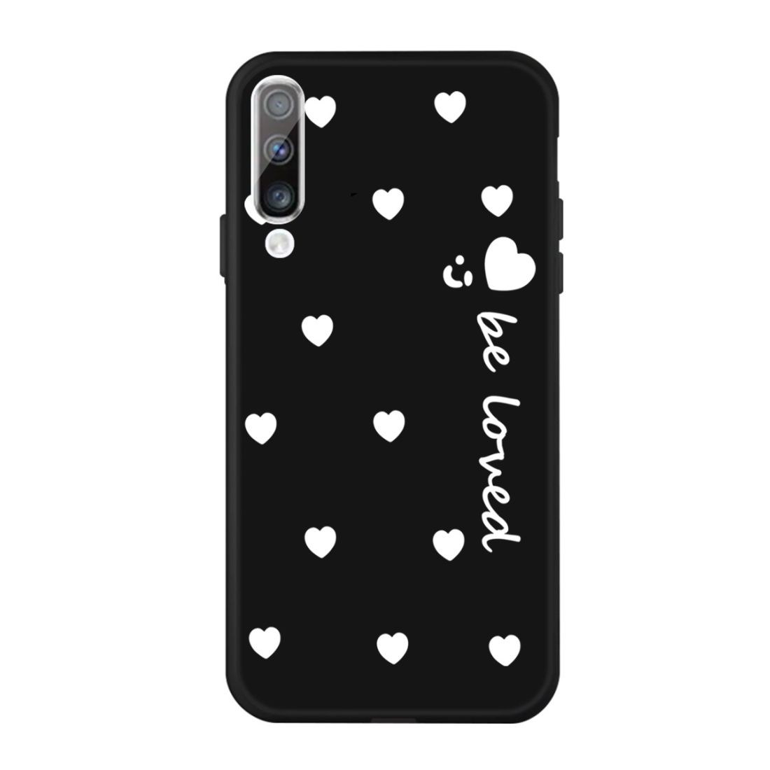 For Galaxy A50 Smiling Love Heart Pattern Frosted TPU Protective Case(Black)