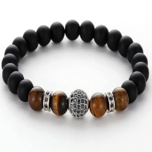 Tiger Eye And Black Bracelet