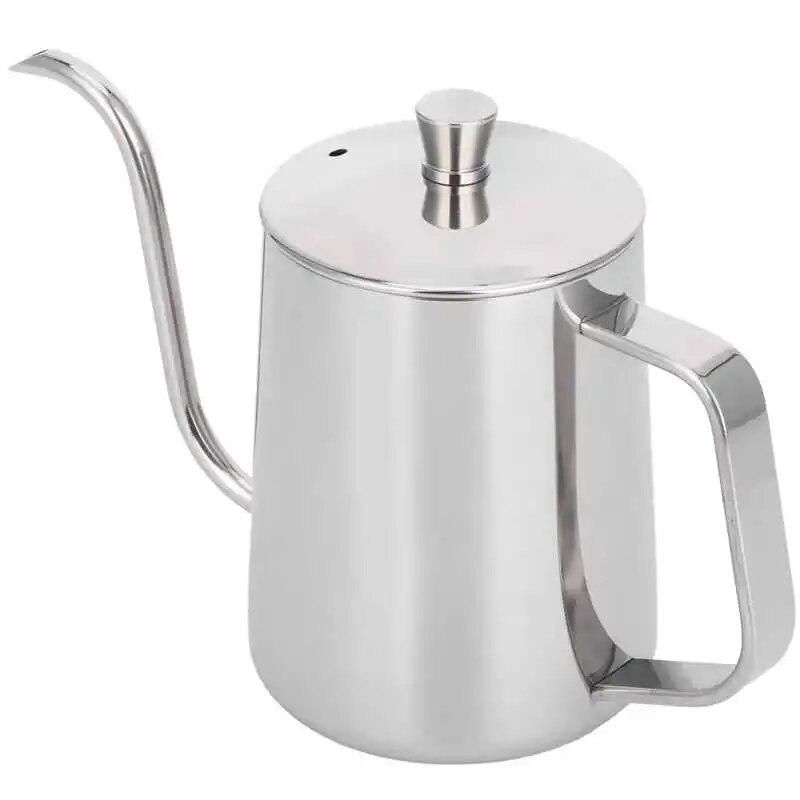 600ml Coffee Drip Kettle 304 Stainless Steel Slender Spout Thicken Coffee Pot with Cover Milk Jug for Coffee