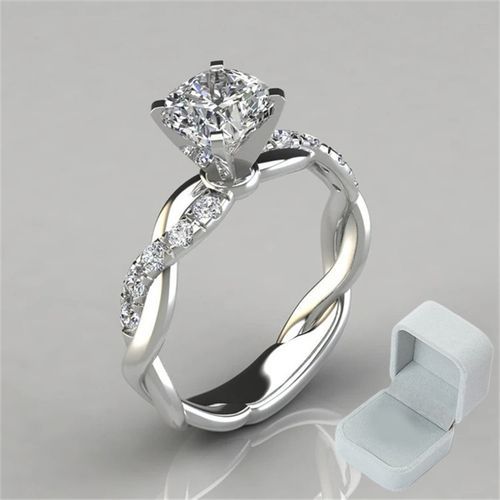 Diamond Engagement Rings Luxury Proposal Rings-Silver