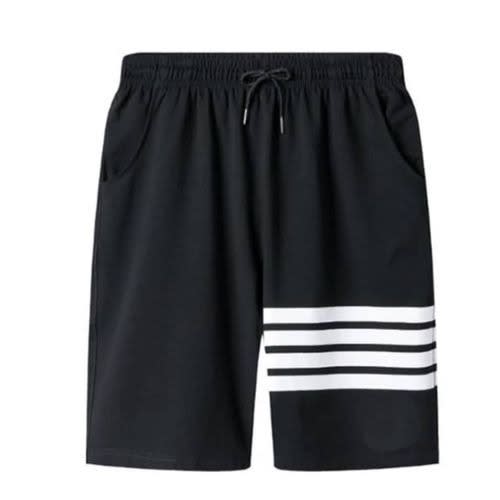 Summer Short/ Beach Wear With Thigh Stripes - Black