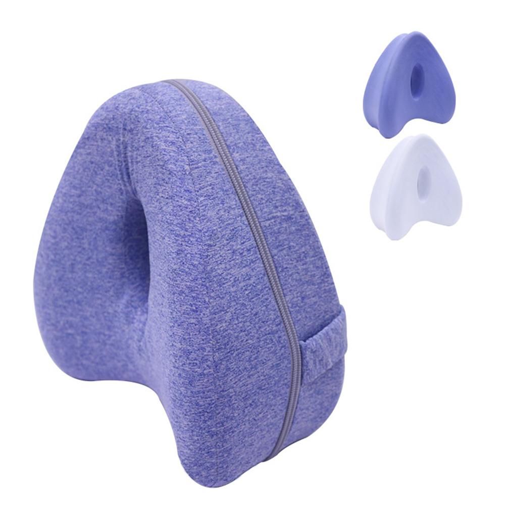 Memory Foam Knee Pillow with Elastic Strap Heart-shaped Slow Recovery Leg Positioner Pillow for Side Sleeper Pregnancy Relax Lower Back Pain Knee Pain
