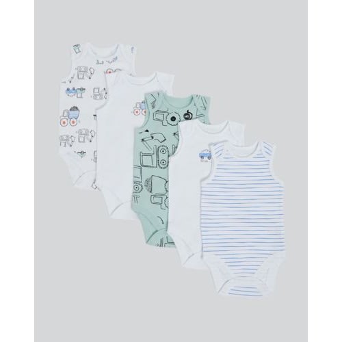 Boys Sleeveless Bodysuit- Pack Of 5